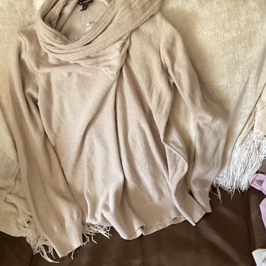 Dana Buchman Beige Cowl Neck Sweater